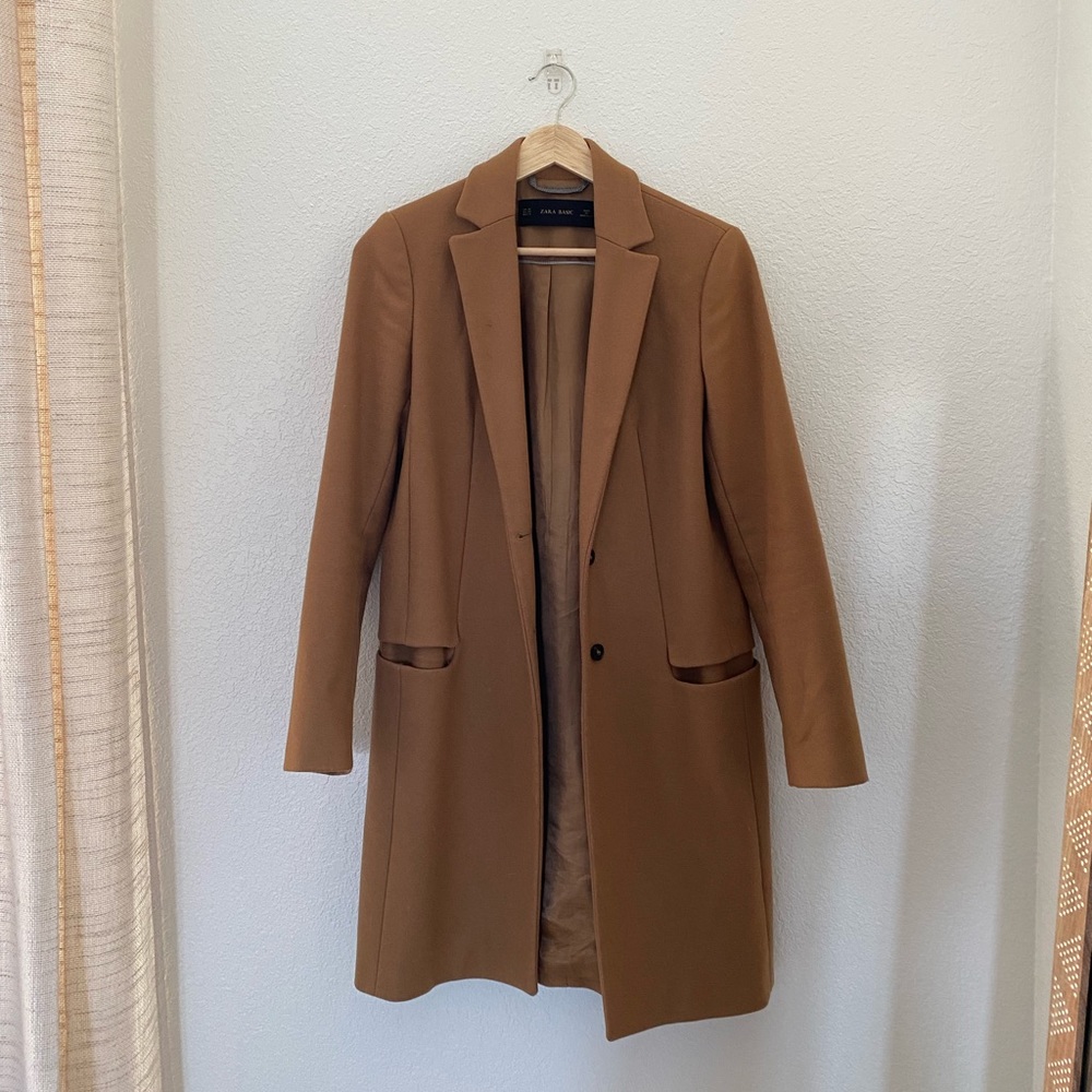 Zara | Wool Blend Caramel Pea Overcoat